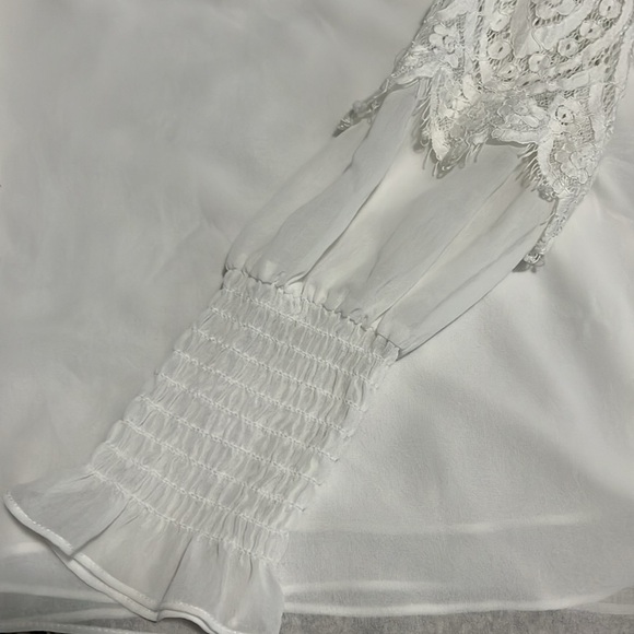 ⭐️ WHBM White Lace Blouse with Sheer Overlay ⭐️ - Picture 13 of 15